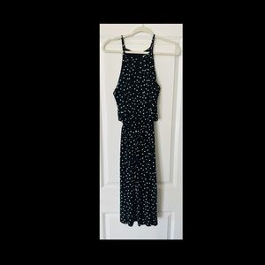 Capri romper with high back.